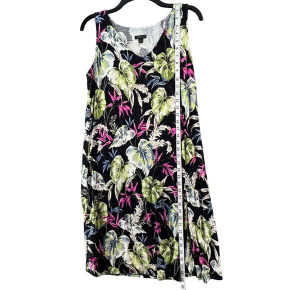 J Jill Womens Wearever Collection Dress S Black Multi Tropical Floral Sleeveless - Picture 9 of 15